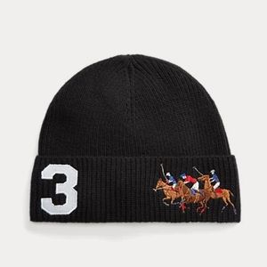 Ralph Lauren Triple-Pony Rib-Knit Beanie